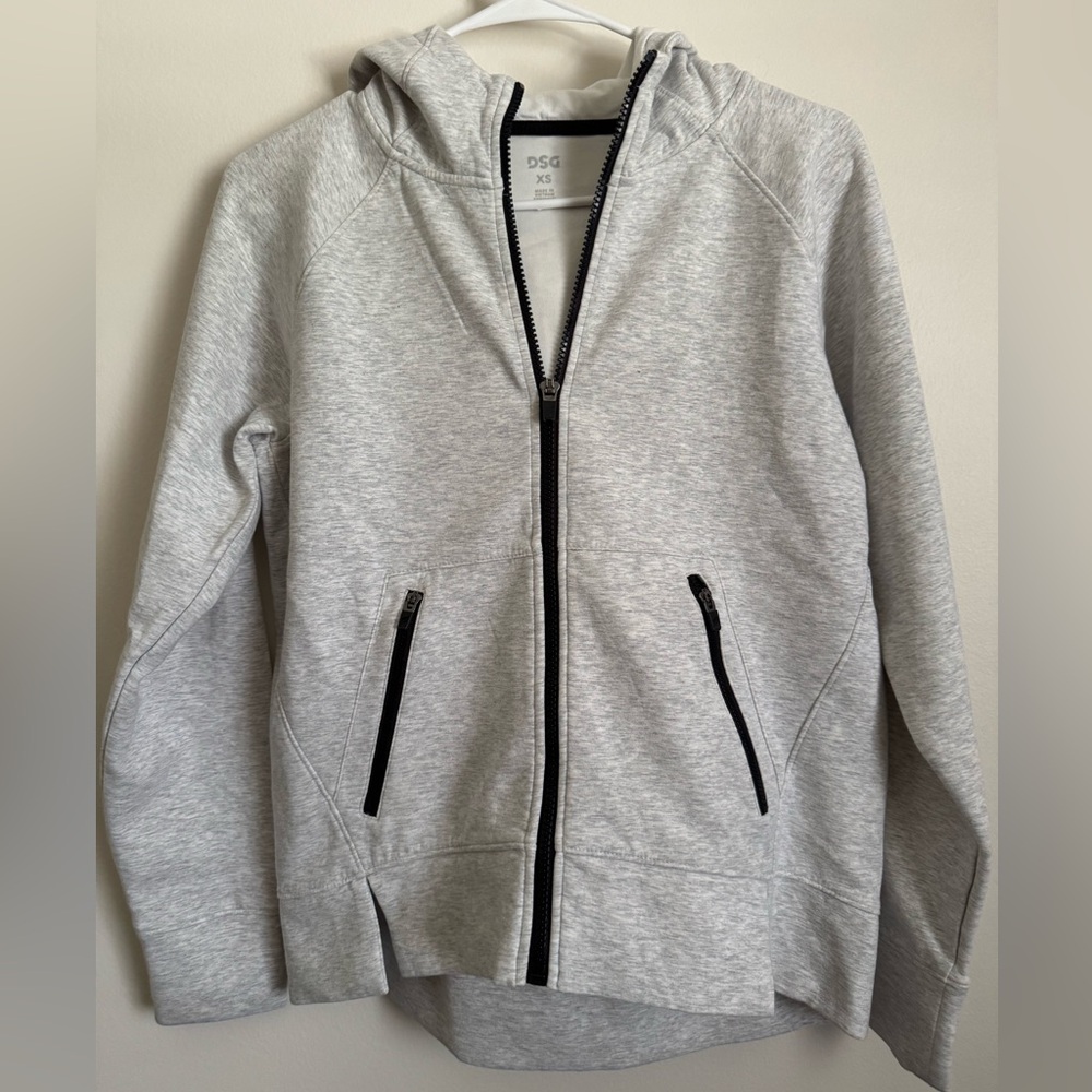 DSG Heather Gray Zip-Up Hoodie with Black Zippers